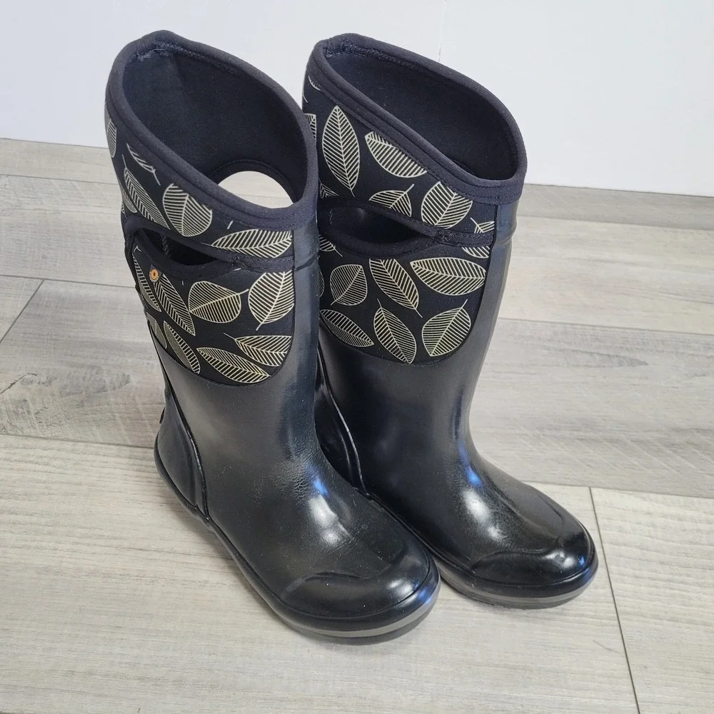 Bogs Plimsoll Leaf Neo-Tech Waterproof Boots Womens 6 Black Insulated –40 Winter